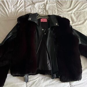 AKIRA Black and Dark Brown Leather Jacket